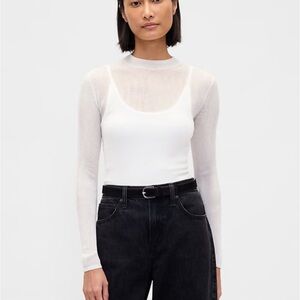 GAP White Sheer Long Sleeve Blouse